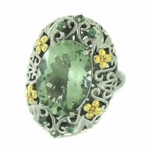 HSN Prasiolite and Alexandrite Gem Nouveau 925 Ring